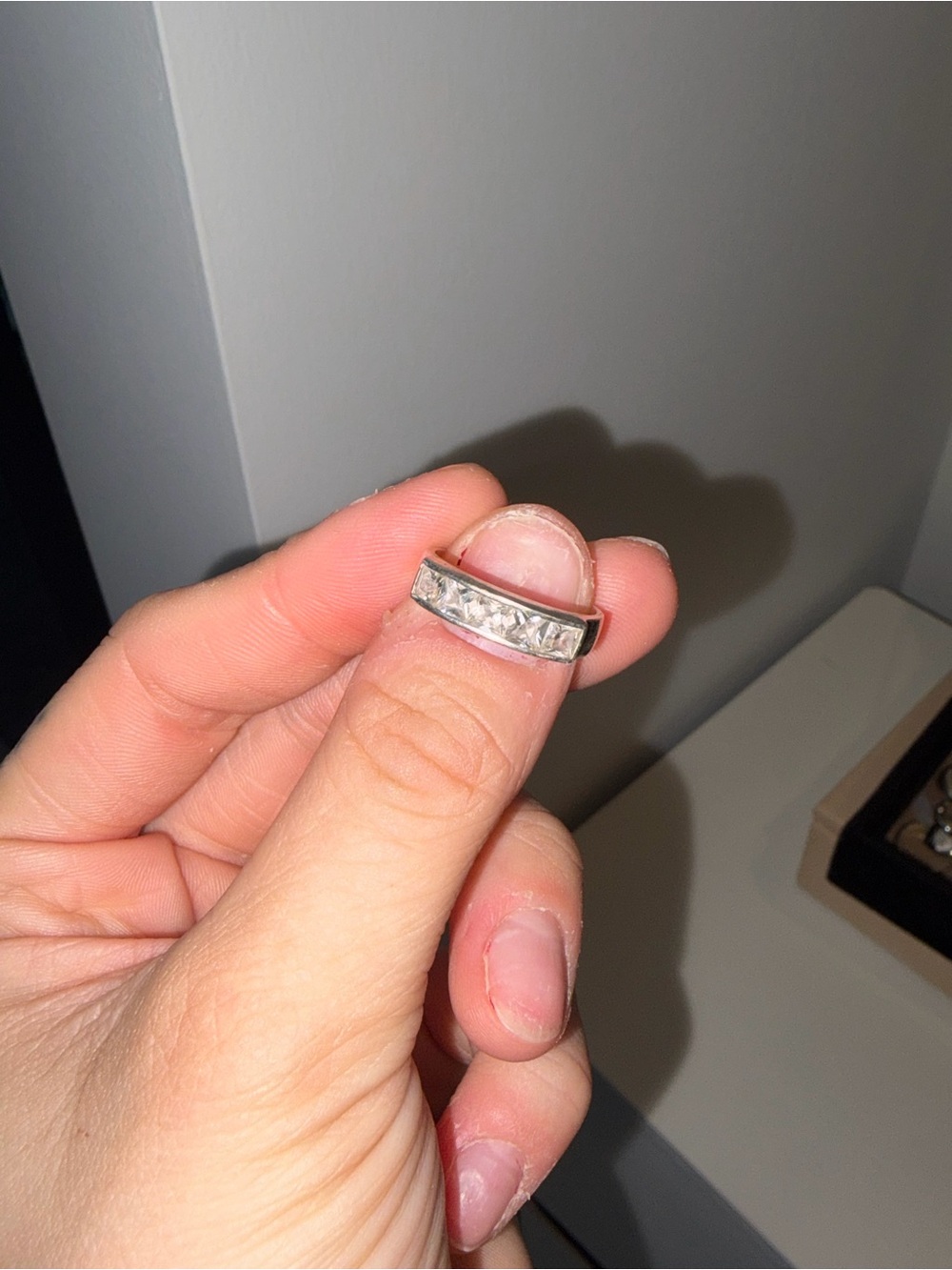 Sterling Silver Clear CZ Channel-Set Stackable Ring size 6